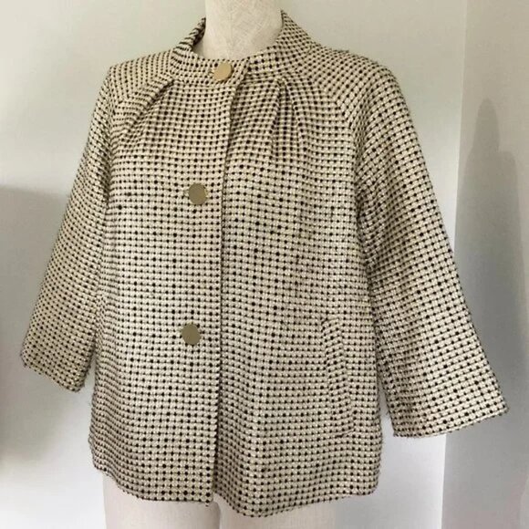 Kate Spade New York Beautiful Brand New Gold /Black/ White Devon Jacket Size L - Picture 1 of 15
